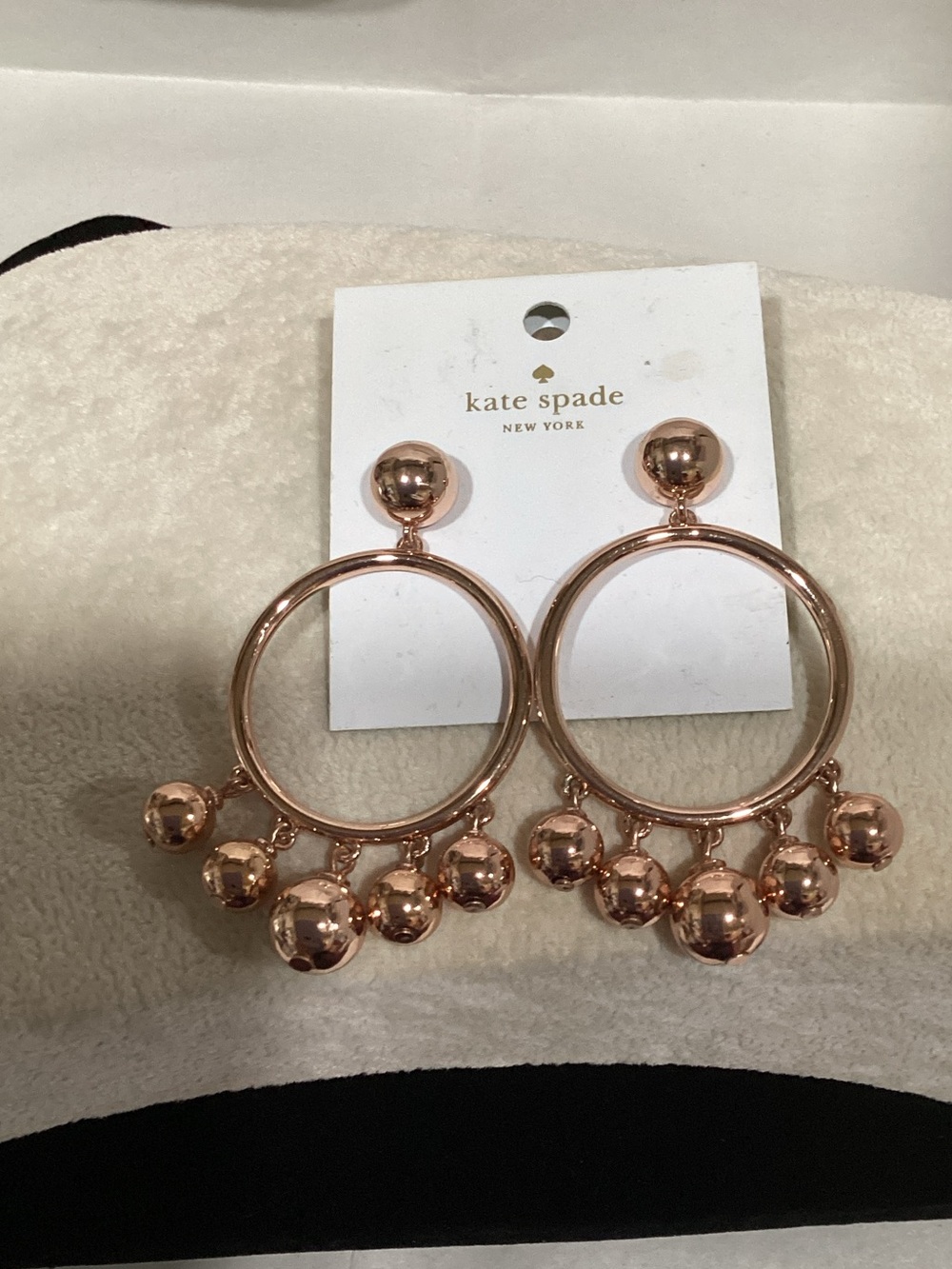 kate spade Rose Gold Hoop Earrings with Dangle Spheres